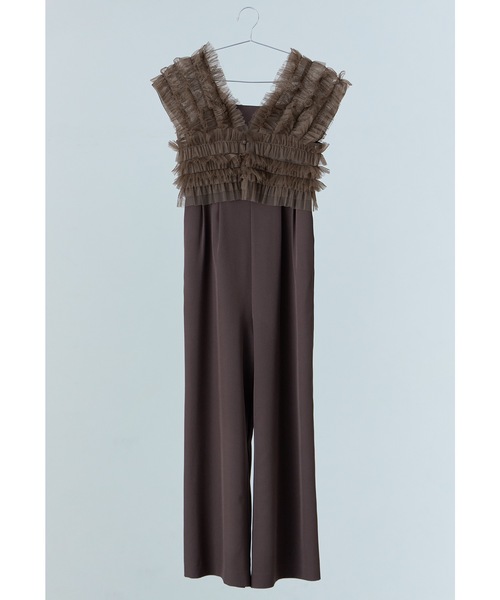 チュールベストオールインワンドレス パンツドレス 2点セット 結婚式