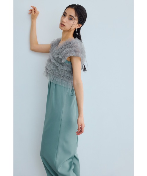 チュールベストオールインワンドレス パンツドレス 2点セット 結婚式