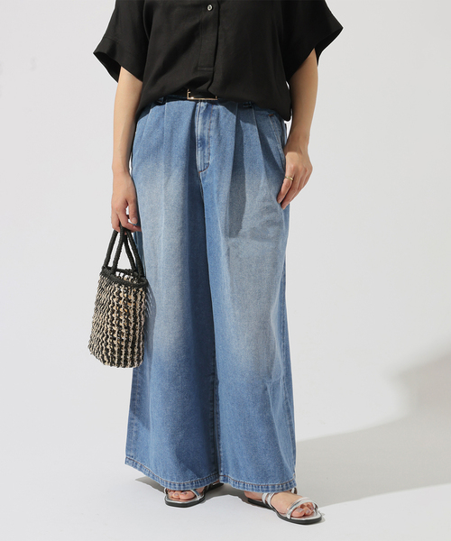 JOURNAL STANDARD(ジャーナルスタンダード)の「ビッグタックデニム(デニムパンツ・レディース・アイボリー/ブルー系その他・36/38)」の1枚目の写真