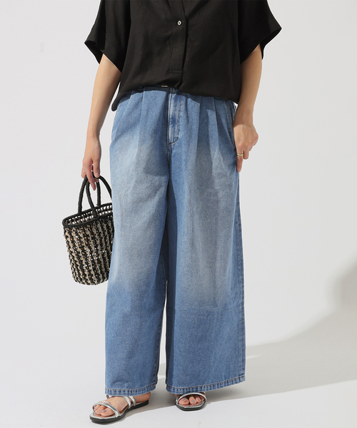 JOURNAL STANDARD(ジャーナルスタンダード)の「ビッグタックデニム(デニムパンツ・レディース・アイボリー/ブルー系その他・36/38)」の8枚目の写真