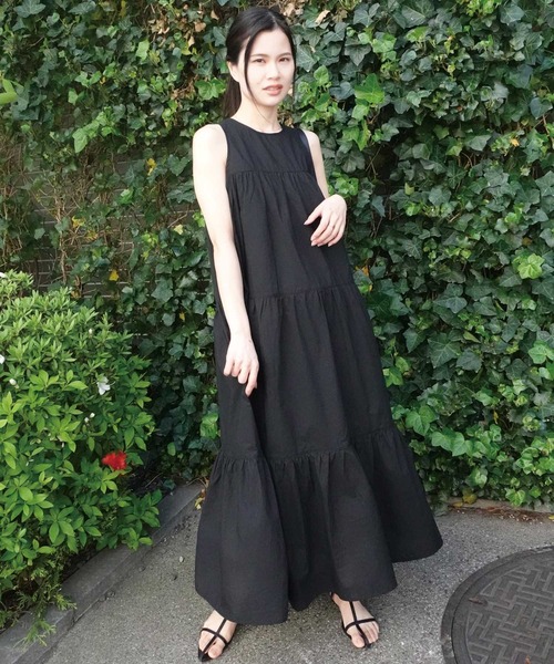 ティアード☆ワンピース ノースリ スクエア ロング ゆったり 楽天市場】【即納】 肩リボン ワンピース ティアード ロング丈