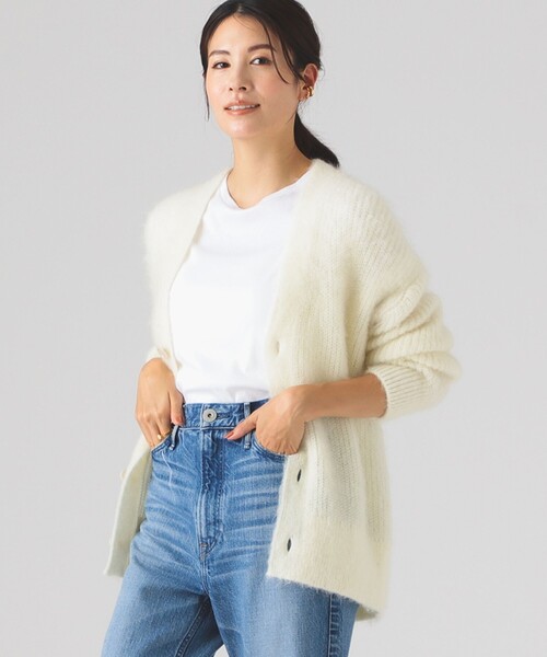 SLOANE(スローン)の「SLOANE / 5ゲージ 畦編み モヘヤ混 カーディガン(カーディガン/ボレロ・レディース・オフホワイト/ブラック系その他4・1/2)」の19枚目の写真