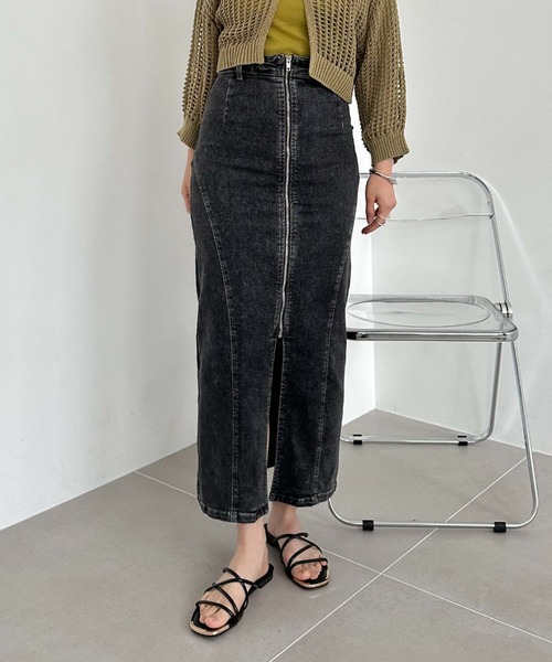 archives（アルシーヴ）の「フロントｚｉｐカーブ切替デニムスカート（デニムスカート・レディース・グレー/サックスブルー・SMALL/MEDIUM）」の13枚目の写真