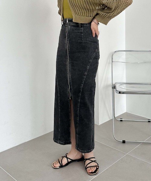 archives（アルシーヴ）の「フロントｚｉｐカーブ切替デニムスカート（デニムスカート・レディース・グレー/サックスブルー・SMALL/MEDIUM）」の14枚目の写真