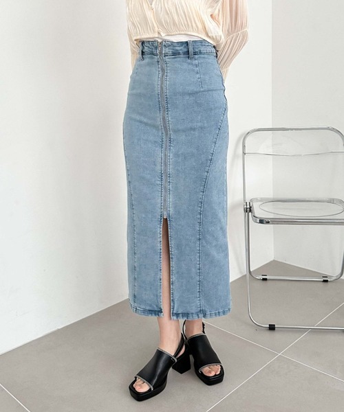 archives（アルシーヴ）の「フロントｚｉｐカーブ切替デニムスカート（デニムスカート・レディース・グレー/サックスブルー・SMALL/MEDIUM）」の20枚目の写真