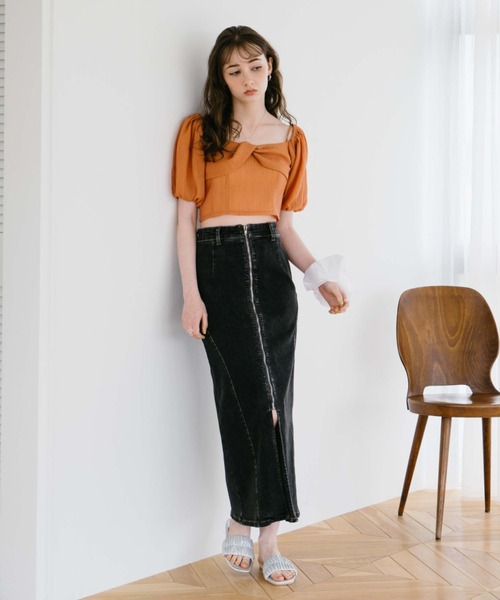 archives（アルシーヴ）の「フロントｚｉｐカーブ切替デニムスカート（デニムスカート・レディース・グレー/サックスブルー・SMALL/MEDIUM）」の10枚目の写真