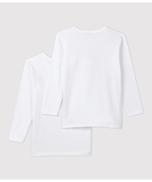 PETIT BATEAU(プチバトー)の「ホワイト長袖Tシャツ2枚組(インナーウェア/肌着・キッズ・ホワイト・10YEAR/6YEAR/8YEAR)」の2枚目の写真