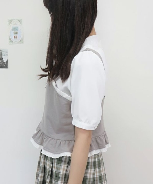 F i.n.t（フィント）の「リメイク風レース使いビスチェ/fint（キャミソール・レディース・ネイビー/ライトグレー・FREE）」の8枚目の写真