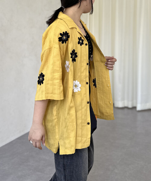 CPCM（シーピーシーエム）の「ドビーアソート刺繍開襟シャツ（シャツ/ブラウス・レディース・オレンジ/イエロー/グリーン/アイボリー/ブラック/ホワイト・MEDIUM/LARGE）」の10枚目の写真