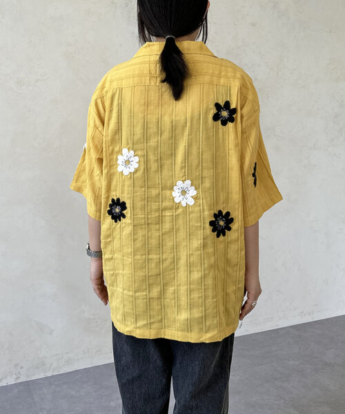 CPCM（シーピーシーエム）の「ドビーアソート刺繍開襟シャツ（シャツ/ブラウス・レディース・オレンジ/イエロー/グリーン/アイボリー/ブラック/ホワイト・MEDIUM/LARGE）」の12枚目の写真