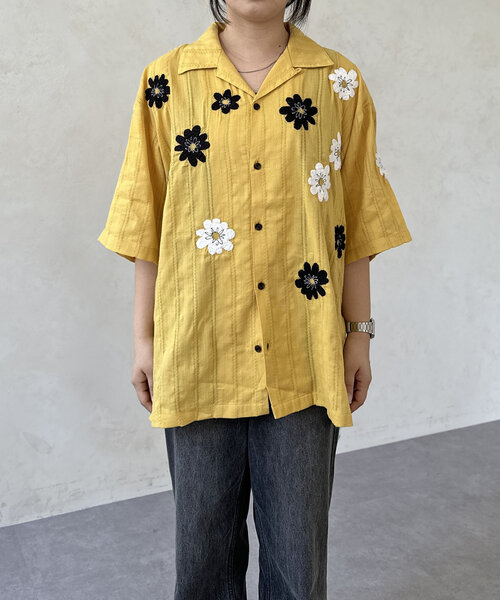 CPCM（シーピーシーエム）の「ドビーアソート刺繍開襟シャツ（シャツ/ブラウス・レディース・オレンジ/イエロー/グリーン/アイボリー/ブラック/ホワイト・MEDIUM/LARGE）」の13枚目の写真