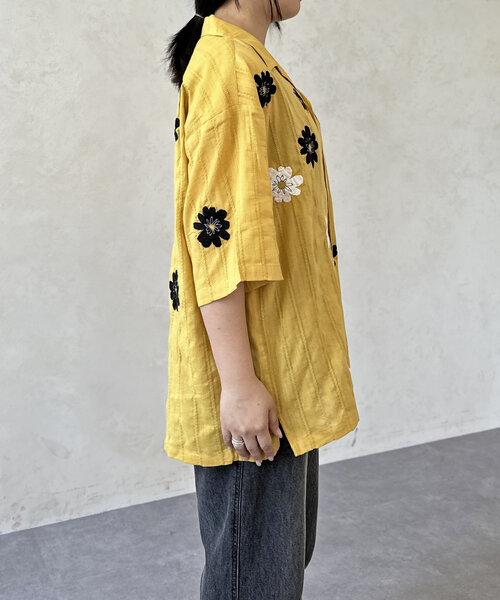 CPCM（シーピーシーエム）の「ドビーアソート刺繍開襟シャツ（シャツ/ブラウス・レディース・オレンジ/イエロー/グリーン/アイボリー/ブラック/ホワイト・MEDIUM/LARGE）」の14枚目の写真
