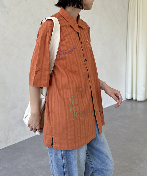 CPCM（シーピーシーエム）の「ドビーアソート刺繍開襟シャツ（シャツ/ブラウス・レディース・オレンジ/イエロー/グリーン/アイボリー/ブラック/ホワイト・MEDIUM/LARGE）」の18枚目の写真