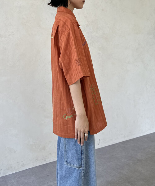 CPCM（シーピーシーエム）の「ドビーアソート刺繍開襟シャツ（シャツ/ブラウス・レディース・オレンジ/イエロー/グリーン/アイボリー/ブラック/ホワイト・MEDIUM/LARGE）」の22枚目の写真