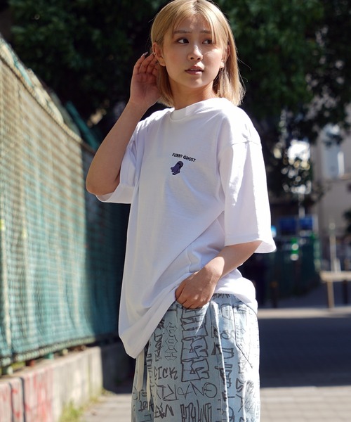 1111clothing(ワンフォークロージング)の「【unisex】GHOST アソートグラフィック Tシャツ / おばけ Tシャツ オーバーサイズ ビッグシルエット メンズ レディース(Tシャツ/カットソー・メンズ・ピンク系1/ブルー系2/ブラック系2/ブラック系1/ホワイト系1/ホワイト系2・M/L)」の20枚目の写真
