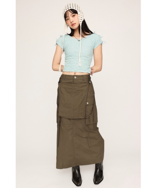 SLY（スライ）の「2WAY RIBBON JQ TOPS ツーウェイ リボン ジャガード トップス（Tシャツ/カットソー・レディース・ブラウン/ライトブルー/アイボリー・FREE）」の13枚目の写真