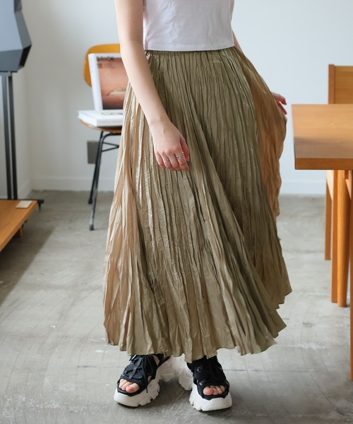 Girly Doll(ガーリードール)の「ワッシャーランダムプリーツスカート(スカート・レディース・キャメル/グレー/カーキ/ベージュ・F)」の15枚目の写真
