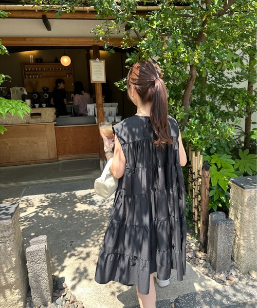 I_am（アイアム）の「french sleeve tiered midi ops / フレンチスリーブティアードミディワンピース（ワンピース・レディース・ホワイト/ブラック・FREE）」の11枚目の写真