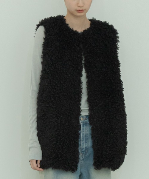 seyto フェイクファーベスト ブラック 新品タグ付き 完売商品 seyto（セイト）の「Fake fur long vest / フェイクファーロング