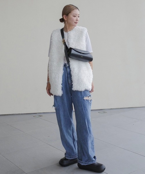 セール】【新色】《hideka select》プードルファーロングベスト