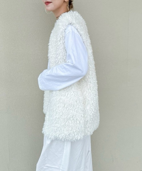 セール】【新色】《hideka select》プードルファーロングベスト