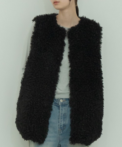 セール】【新色】《hideka select》プードルファーロングベスト