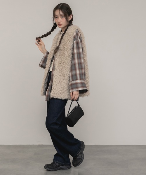 セール】【新色】《hideka select》プードルファーロングベスト