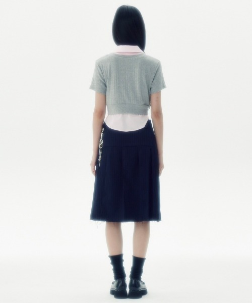 runningHIGH(ランニングハイ)の「【runningHIGH】SHIRTS LAYERED H/S TEE(シャツ/ブラウス・レディース・ネイビー/グレー/ホワイト・ONE SIZE)」の7枚目の写真