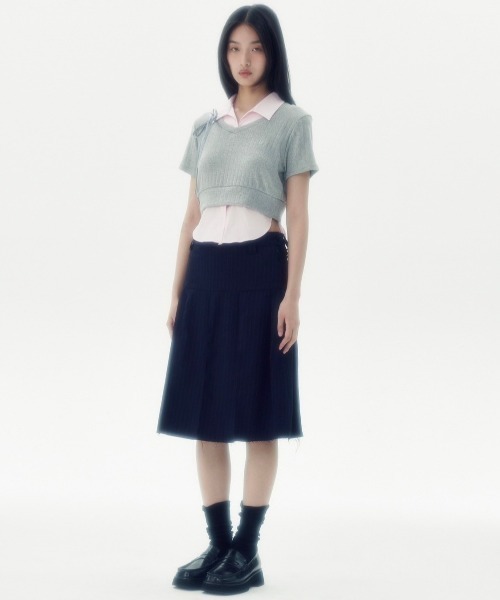 runningHIGH(ランニングハイ)の「【runningHIGH】SHIRTS LAYERED H/S TEE(シャツ/ブラウス・レディース・ネイビー/グレー/ホワイト・ONE SIZE)」の6枚目の写真