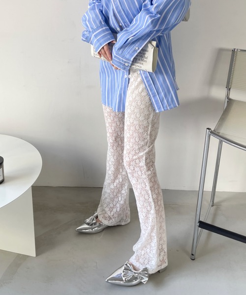 Ada.（エイダ）の「《レイヤードアイテム》小花柄レース フレア レギンス（その他パンツ・レディース・ブラック/オフホワイト/ブルー・FREE）」の19枚目の写真