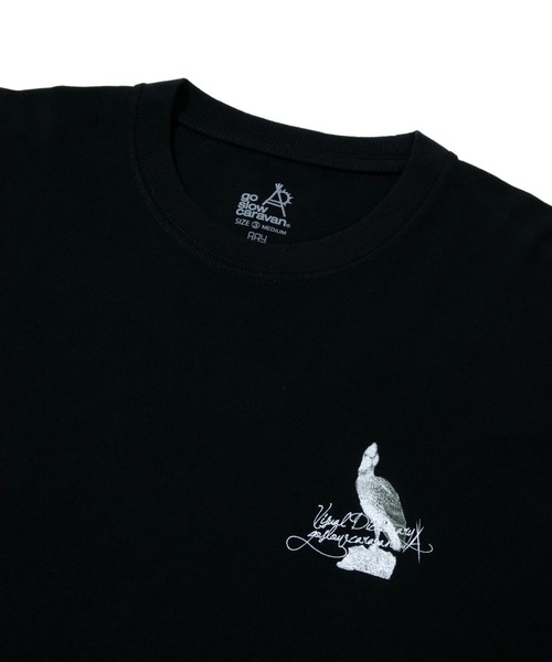 go slow caravan(ゴースローキャラバン)の「ハシビロコウ図鑑TEE(Tシャツ/カットソー・メンズ・ホワイト/ブラック・X-LARGE/LARGE/MEDIUM)」の4枚目の写真