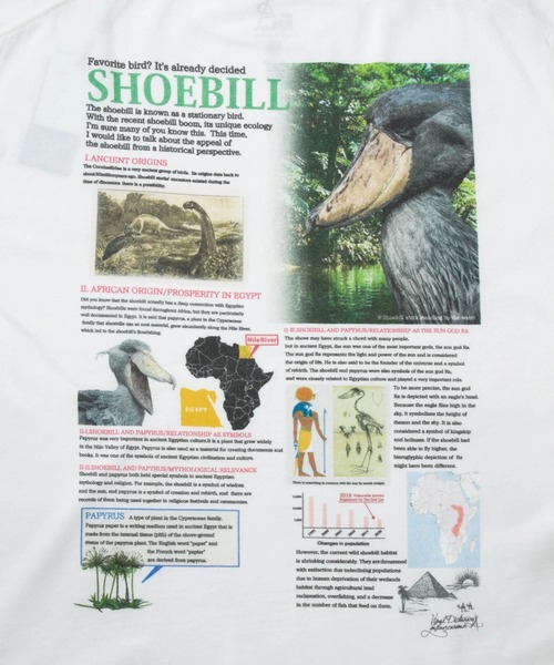 go slow caravan(ゴースローキャラバン)の「ハシビロコウ図鑑TEE(Tシャツ/カットソー・メンズ・ホワイト/ブラック・X-LARGE/LARGE/MEDIUM)」の12枚目の写真