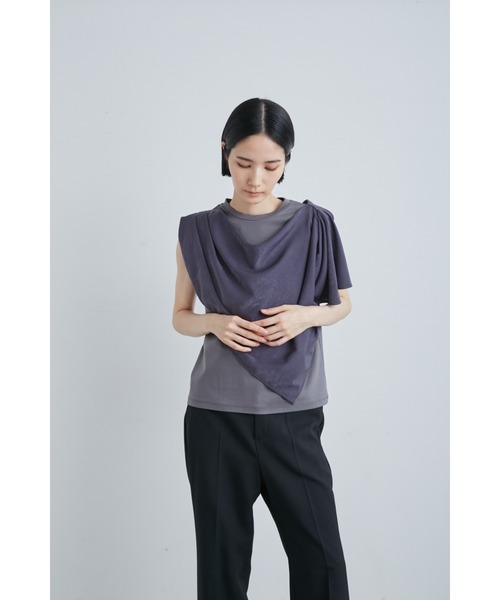 【セール】サテンスカーフレイヤードカットＴＯＰＳ（Tシャツ/カットソー）｜MIESROHE（ミースロエ）