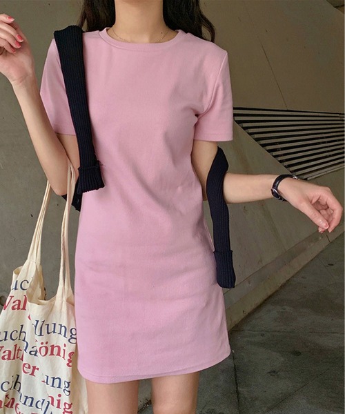 MAISON DE THERESE(メゾン ド テレーズ)の「Tシャツワンピース(ワンピース・レディース・ブラック/ピンク/イエロー/ブルー/パープル・M/L)」の1枚目の写真