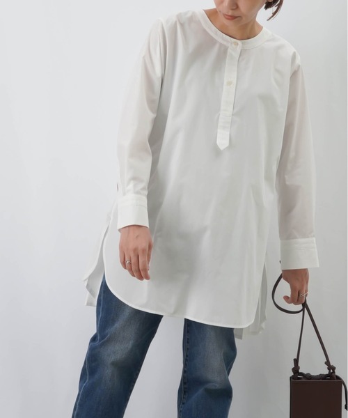 LUCA/LADY LUCK LUCA(ルカ/レディラックルカ)の「LC/LLL サイドプリーツシャツ / プリーツスタンドカラーブラウス(シャツ/ブラウス・レディース・カーキ/オフホワイト/ブラック・FREE)」の4枚目の写真