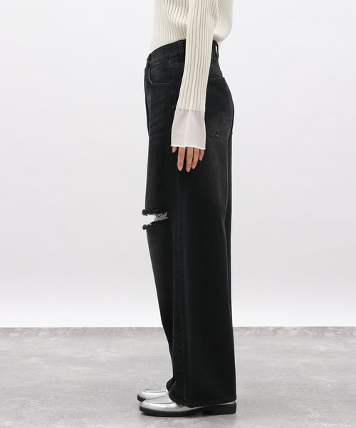 LAKOLE（ラコレ）の「カットオフカーブデニムパンツ / 134483（デニムパンツ・レディース・ブラック/ライトブルー・SMALL/LARGE/MEDIUM）」の11枚目の写真