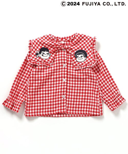 apres les cours（アプレレクール）の「PEKO&POKO フリルセーラーカラーチュニック（シャツ/ブラウス・キッズ・インディゴブルー/チェック・130/120/110/100/90/80）」の2枚目の写真