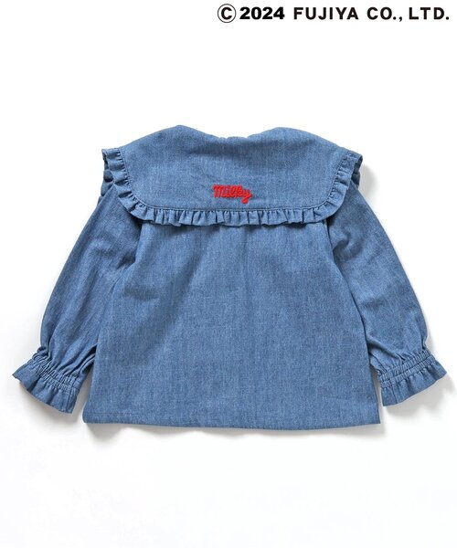 apres les cours（アプレレクール）の「PEKO&POKO フリルセーラーカラーチュニック（シャツ/ブラウス・キッズ・インディゴブルー/チェック・130/120/110/100/90/80）」の6枚目の写真