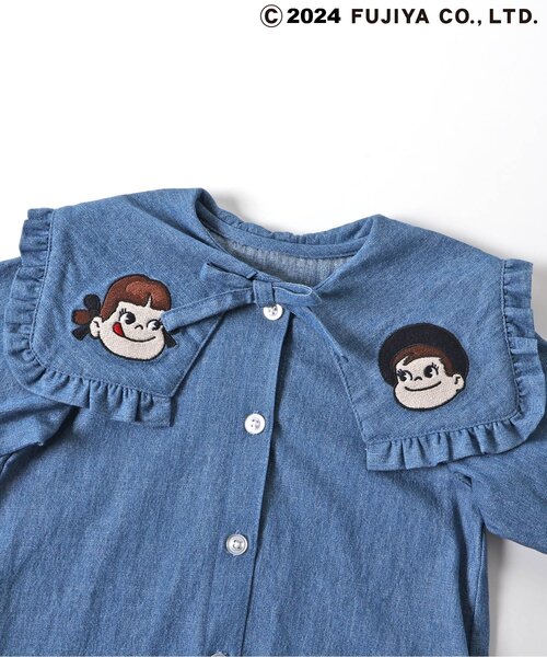 apres les cours（アプレレクール）の「PEKO&POKO フリルセーラーカラーチュニック（シャツ/ブラウス・キッズ・インディゴブルー/チェック・130/120/110/100/90/80）」の7枚目の写真