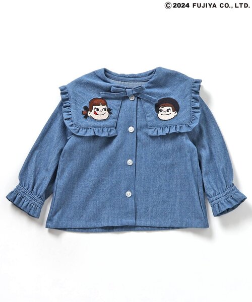 apres les cours（アプレレクール）の「PEKO&POKO フリルセーラーカラーチュニック（シャツ/ブラウス・キッズ・インディゴブルー/チェック・130/120/110/100/90/80）」の17枚目の写真