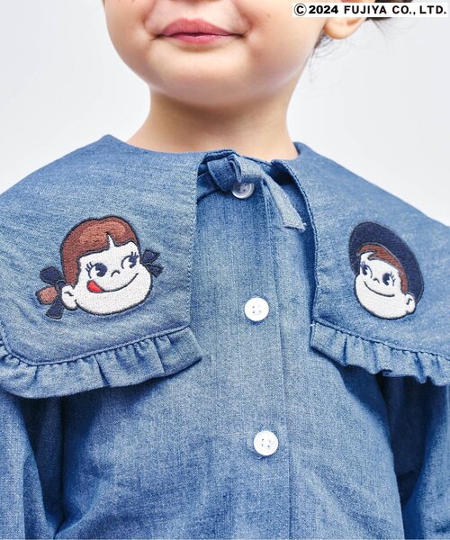 apres les cours（アプレレクール）の「PEKO&POKO フリルセーラーカラーチュニック（シャツ/ブラウス・キッズ・インディゴブルー/チェック・130/120/110/100/90/80）」の15枚目の写真