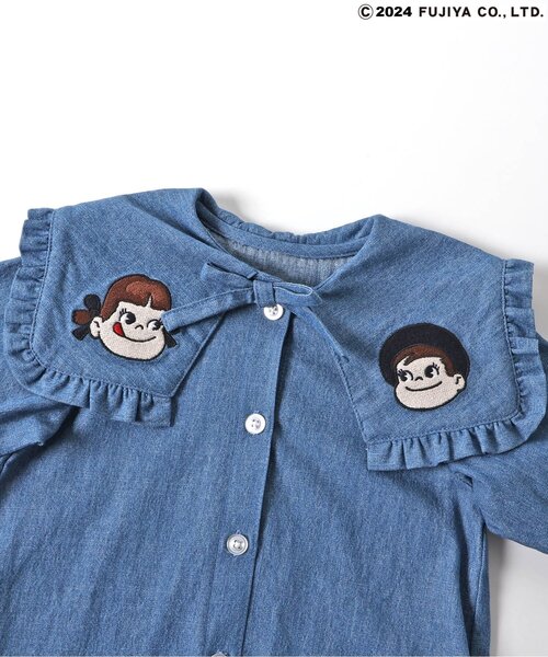 apres les cours（アプレレクール）の「PEKO&POKO フリルセーラーカラーチュニック（シャツ/ブラウス・キッズ・インディゴブルー/チェック・130/120/110/100/90/80）」の19枚目の写真