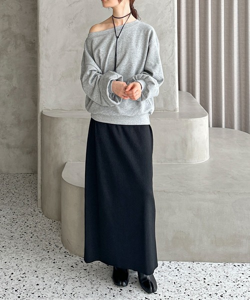 feepur（フェピュール）の「【セルフカット可】ゴム編みナロースカート（スカート・レディース・レッド/ブラック/チャコールグレー/杢グレー・MEDIUM/TALL）」の20枚目の写真