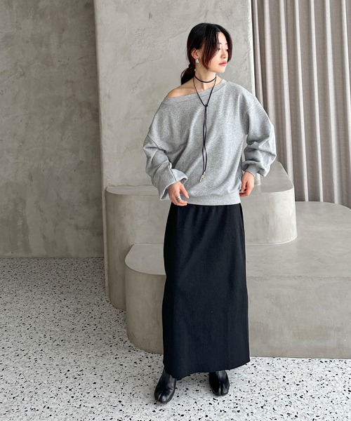 feepur（フェピュール）の「【セルフカット可】ゴム編みナロースカート（スカート・レディース・レッド/ブラック/チャコールグレー/杢グレー・MEDIUM/TALL）」の21枚目の写真