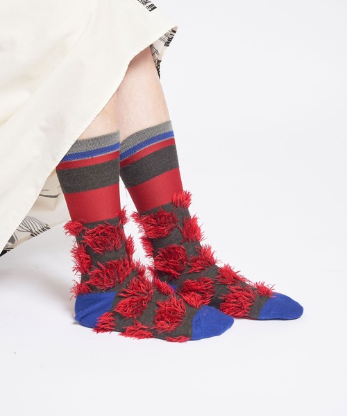 gomme（ゴム）の「シャギードットハイソックス（ソックス/靴下・レディース・グレー/ブラック/ベージュ/レッド・FREE）」の4枚目の写真