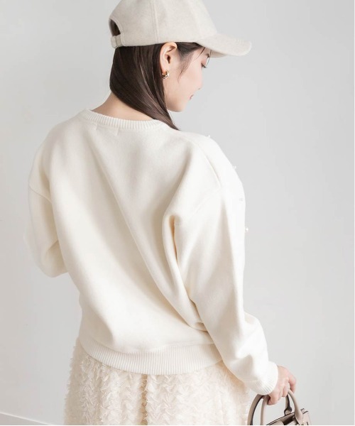 RANDA（ランダ）の「【選べる丈感】パール付きスウェットライクニット（ニット/セーター・レディース・グレー/ホワイト/ブラック・FT/FREE）」の19枚目の写真