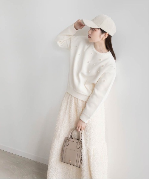 RANDA（ランダ）の「【選べる丈感】パール付きスウェットライクニット（ニット/セーター・レディース・グレー/ホワイト/ブラック・FT/FREE）」の20枚目の写真