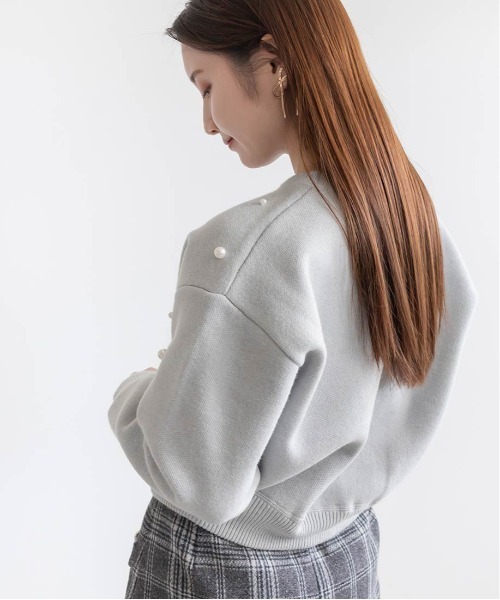 RANDA（ランダ）の「【選べる丈感】パール付きスウェットライクニット（ニット/セーター・レディース・グレー/ホワイト/ブラック・FT/FREE）」の11枚目の写真