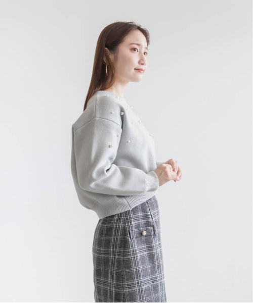 RANDA（ランダ）の「【選べる丈感】パール付きスウェットライクニット（ニット/セーター・レディース・グレー/ホワイト/ブラック・FT/FREE）」の13枚目の写真