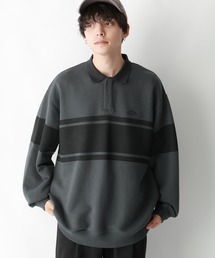 【SIGNAL SPORTS】ブロックライン/ヘビーウェイトコットンスナップポロシャツ